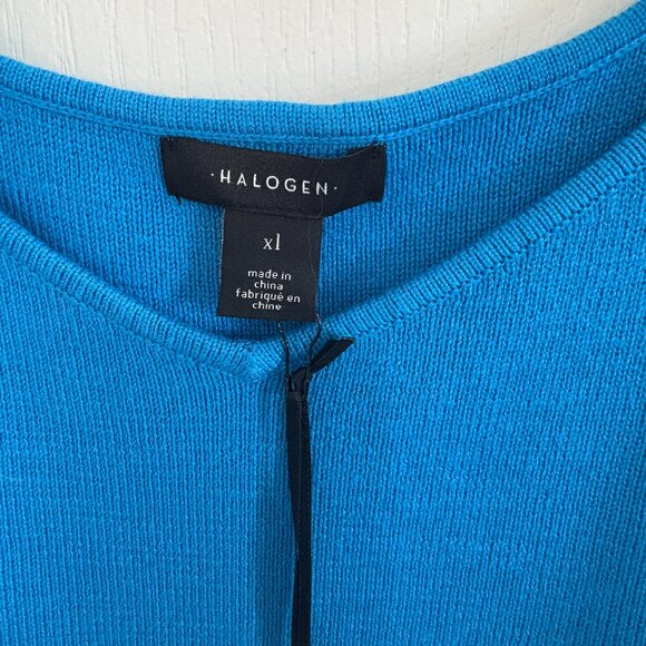 Halogen V-Neck Sweater Tank Top Organic Cotton Blend Turquoise Blue Size XL NEW - Picture 6 of 7